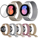 Bracelet de montre milanais magnétique en acier inoxydable avec film incurvé 3D, pour Samsung Galaxy Watch4 Classic 46mm, pour Samsung Galaxy Watch4 Classic 42mm, pour Samsung Galaxy Watch5 Active 40mm, pour Samsung Galaxy Watch5 Active 44mm