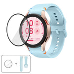 Bracelet de montre en silicone à coutures simples avec film incurvé 3D, pour Samsung Galaxy Watch FE 40mm, pour Samsung Galaxy Watch7 44mm, pour Samsung Galaxy Watch7 40mm, pour Samsung Galaxy Watch6 Classic 47mm