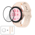 Bracelet de montre en silicone à couture unie avec film incurvé 3D, pour Samsung Galaxy Watch5 Pro 45mm, pour Samsung Galaxy Watch5 40mm, pour Samsung Galaxy Watch4 44mm, pour Samsung Galaxy Watch4 40mm