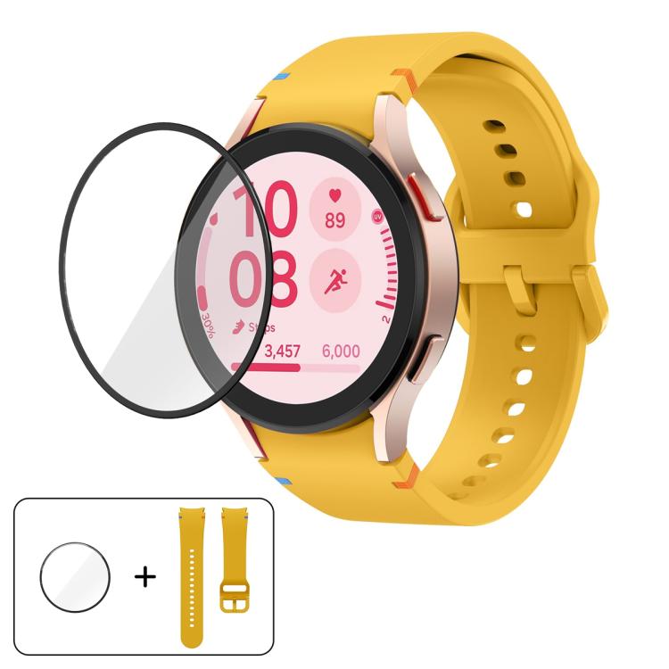 Bracelet de montre en silicone à couture unie avec film incurvé 3D, pour Samsung Galaxy Watch5 Pro 45mm, pour Samsung Galaxy Watch5 40mm, pour Samsung Galaxy Watch4 44mm, pour Samsung Galaxy Watch4 40mm