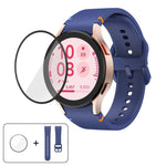 Bracelet de montre en silicone à couture simple avec film incurvé 3D, pour Samsung Galaxy Watch4 Classic 46mm, pour Samsung Galaxy Watch4 Classic 42mm, pour Samsung Galaxy Watch5 Active 40mm, pour Samsung Galaxy Watch5 Active 44mm