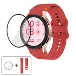 Bracelet de montre en silicone à couture simple avec film incurvé 3D, pour Samsung Galaxy Watch4 Classic 46mm, pour Samsung Galaxy Watch4 Classic 42mm, pour Samsung Galaxy Watch5 Active 40mm, pour Samsung Galaxy Watch5 Active 44mm