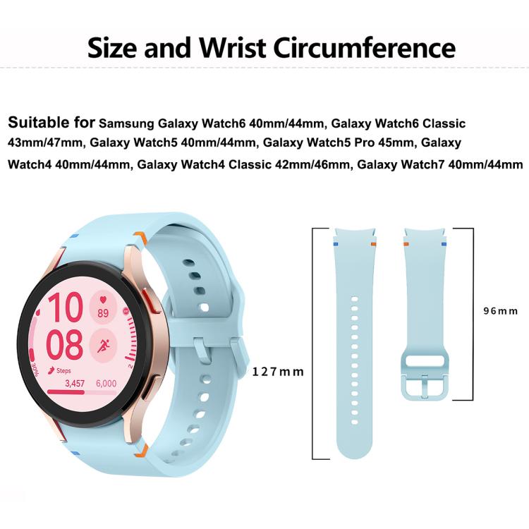Bracelet de montre en silicone à couture unie avec film incurvé 3D, pour Samsung Galaxy Watch5 Pro 45mm, pour Samsung Galaxy Watch5 40mm, pour Samsung Galaxy Watch4 44mm, pour Samsung Galaxy Watch4 40mm