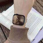 Bracelet de montre en cuir véritable lisse de 14 mm avec boucle magnétique, compatible avec les Apple Watch 46 mm / 49 mm / 45 mm / 44 mm et 42 mm / 41 mm / 40 mm / 38 mm.