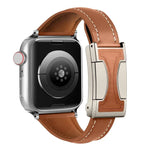 Bracelet de montre en cuir véritable uni, fin et à boucle magnétique, compatible avec Apple Watch 46 mm / 49 mm / 45 mm / 44 mm et Apple Watch 42 mm / 41 mm / 40 mm / 38 mm.