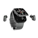 Montre connectée avec écouteurs TWS T1, écran carré de 1,8 pouce, compatible avec les appels Bluetooth et la mesure de la fréquence cardiaque