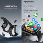 Montre connectée avec écouteurs TWS T1, écran carré de 1,8 pouce, compatible avec les appels Bluetooth et la mesure de la fréquence cardiaque