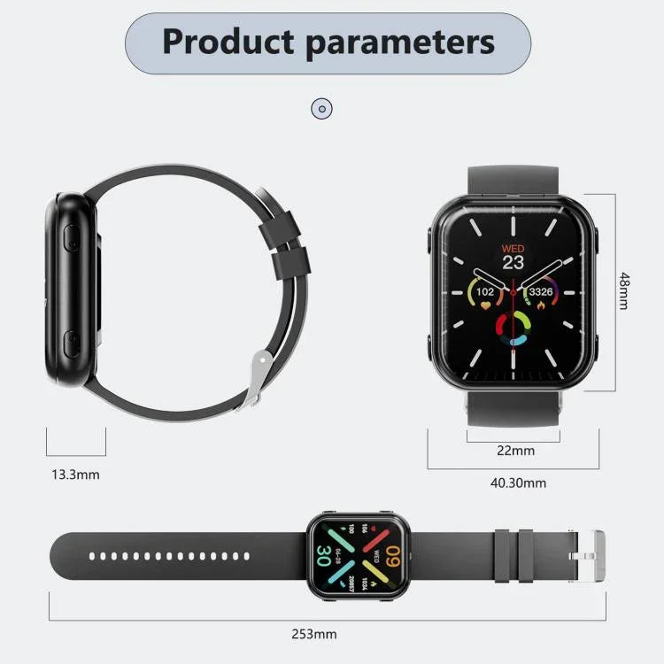 Montre connectée avec écouteurs TWS T1, écran carré de 1,8 pouce, compatible avec les appels Bluetooth et la mesure de la fréquence cardiaque