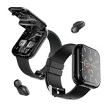 Montre connectée avec écouteurs TWS T1, écran carré de 1,8 pouce, compatible avec les appels Bluetooth et la mesure de la fréquence cardiaque