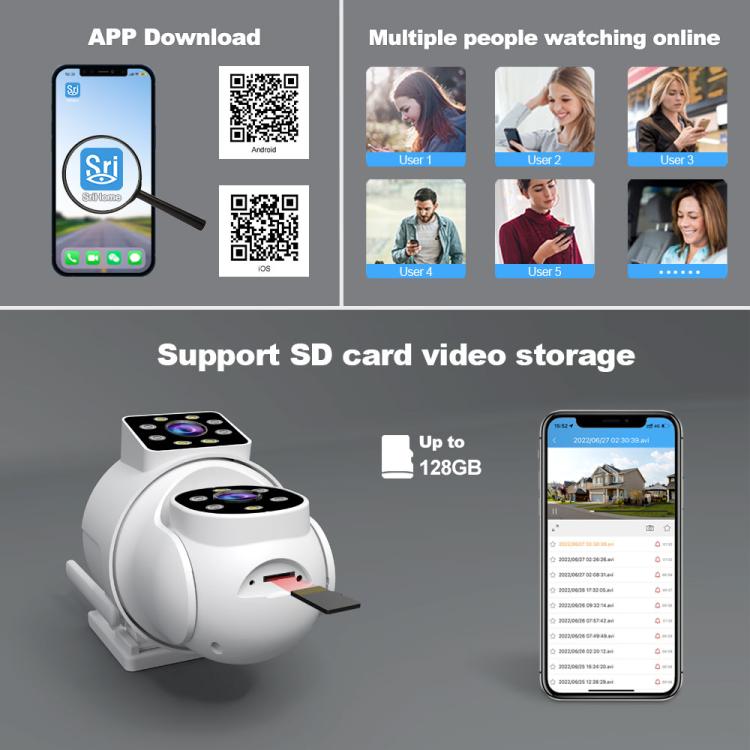 Caméra de surveillance panoramique HD à double objectif Srihome SH063 4MP, SH063