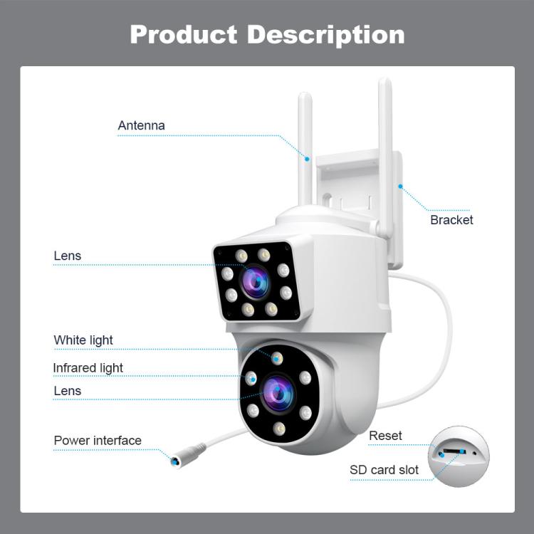 Caméra de surveillance panoramique HD à double objectif Srihome SH063 4MP, SH063