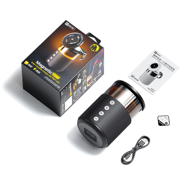 Haut-parleur Bluetooth à recharge sans fil 5 en 1 15W WK WP-U179 Qisone avec veilleuse