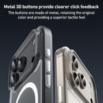 Coque de téléphone ZGA Magsafe avec boutons métalliques, en PC hybride transparent et TPU, pour iPhone 17 Pro Max, pour iPhone 17 Pro, pour iPhone 17