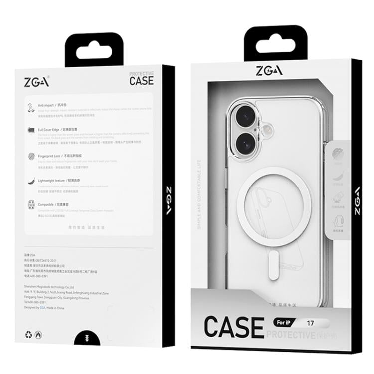 Coque de téléphone ZGA Magsafe avec boutons métalliques, en PC hybride transparent et TPU, pour iPhone 17 Pro Max, pour iPhone 17 Pro, pour iPhone 17