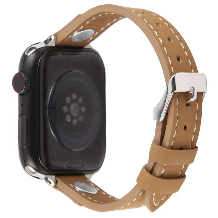 Bracelet de montre Rivet Camellia en cuir microfibre effet peau, pour Apple Watch 46 mm / 49 mm / 45 mm / 44 mm et pour Apple Watch 42 mm / 41 mm / 40 mm / 38 mm