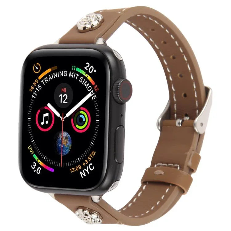 Bracelet de montre Rivet Camellia en cuir microfibre effet peau, pour Apple Watch 46 mm / 49 mm / 45 mm / 44 mm et pour Apple Watch 42 mm / 41 mm / 40 mm / 38 mm