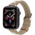 Bracelet de montre Rivet Camellia en cuir microfibre effet peau, pour Apple Watch 46 mm / 49 mm / 45 mm / 44 mm et pour Apple Watch 42 mm / 41 mm / 40 mm / 38 mm