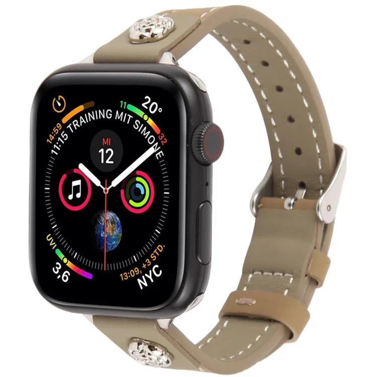 Bracelet de montre Rivet Camellia en cuir microfibre effet peau, pour Apple Watch 46 mm / 49 mm / 45 mm / 44 mm et pour Apple Watch 42 mm / 41 mm / 40 mm / 38 mm