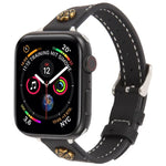 Bracelet de montre Rivet Camellia en cuir microfibre effet peau, pour Apple Watch 46 mm / 49 mm / 45 mm / 44 mm et pour Apple Watch 42 mm / 41 mm / 40 mm / 38 mm
