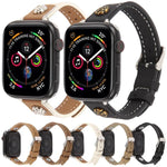 Bracelet de montre Rivet Camellia en cuir microfibre effet peau, pour Apple Watch 46 mm / 49 mm / 45 mm / 44 mm et pour Apple Watch 42 mm / 41 mm / 40 mm / 38 mm