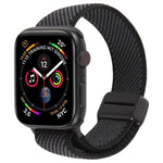Bracelet de montre en nylon élastique bicolore sergé avec boucle magnétique, compatible avec Apple Watch 46 mm / 49 mm / 45 mm / 44 mm et Apple Watch 42 mm / 41 mm / 40 mm / 38 mm.