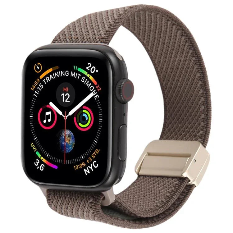 Bracelet de montre en nylon élastique bicolore sergé avec boucle magnétique, compatible avec Apple Watch 46 mm / 49 mm / 45 mm / 44 mm et Apple Watch 42 mm / 41 mm / 40 mm / 38 mm.