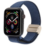 Bracelet de montre en nylon élastique bicolore sergé avec boucle magnétique, compatible avec Apple Watch 46 mm / 49 mm / 45 mm / 44 mm et Apple Watch 42 mm / 41 mm / 40 mm / 38 mm.