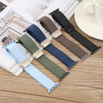 Bracelet de montre en nylon élastique bicolore sergé avec boucle magnétique, compatible avec Apple Watch 46 mm / 49 mm / 45 mm / 44 mm et Apple Watch 42 mm / 41 mm / 40 mm / 38 mm.