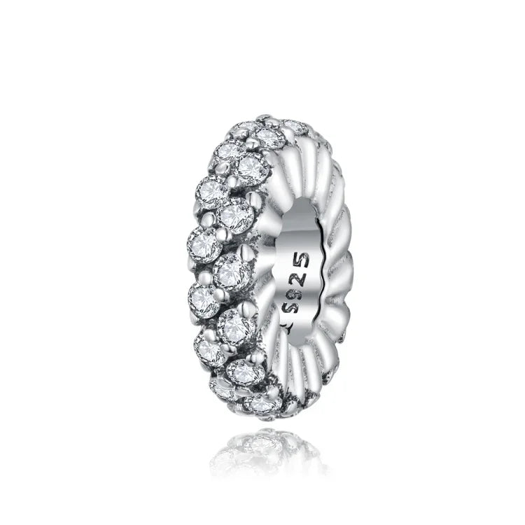 Perles Zircon d'Hiver Brillant en Argent Sterling S925 Accessoires DIY pour Bracelet Collier, Hiver Brillant