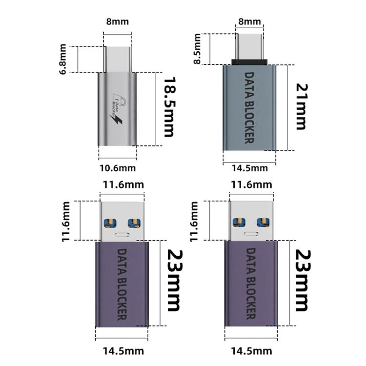 Bloqueur de protection des données de charge USB, USB-A femelle vers USB-A mâle, Type-C mâle vers USB-A femelle, Type-C mâle vers Type-C femelle, Type-C mâle vers USB-A mâle