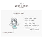 Perles Flocon de Neige Fée en Argent Sterling S925 Accessoires DIY pour Bracelet Collier, Fée