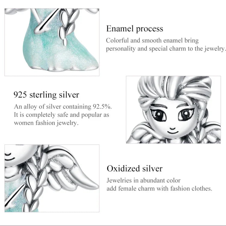 Perles Flocon de Neige Fée en Argent Sterling S925 Accessoires DIY pour Bracelet Collier, Fée