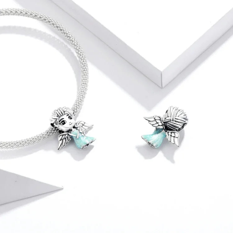 Perles Flocon de Neige Fée en Argent Sterling S925 Accessoires DIY pour Bracelet Collier, Fée