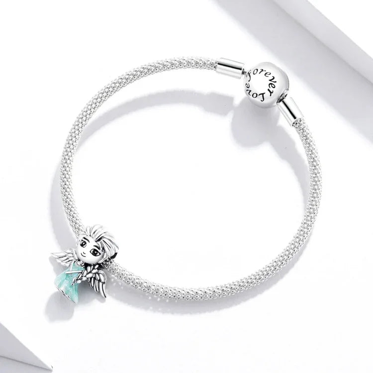 Perles Flocon de Neige Fée en Argent Sterling S925 Accessoires DIY pour Bracelet Collier, Fée