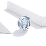 Perles Flocon de Neige en Cristal en Argent Sterling S925 Accessoires DIY pour Bracelet Collier, Flocon de Neige