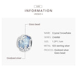 Perles Flocon de Neige en Cristal en Argent Sterling S925 Accessoires DIY pour Bracelet Collier, Flocon de Neige