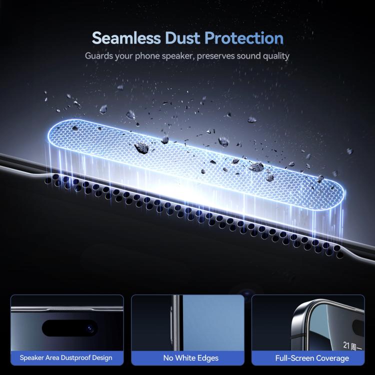 Film en verre trempé JOYROOM Knight Series 2.5D plein écran HD dur anti-rayures, pour iPhone 17 Pro Max, pour iPhone 17 Pro, pour iPhone 17, pour iPhone Air, pour iPhone 16 Pro Max, pour iPhone 16 Pro, pour iPhone 16 Plus, pour iPhone 16