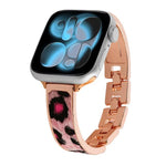 Bracelet de montre en alliage à motif léopard, compatible avec Apple Watch 46 mm / 49 mm / 45 mm / 44 mm et Apple Watch 42 mm / 41 mm / 40 mm / 38 mm.