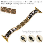 Bracelet de montre en alliage à motif léopard, compatible avec Apple Watch 46 mm / 49 mm / 45 mm / 44 mm et Apple Watch 42 mm / 41 mm / 40 mm / 38 mm.