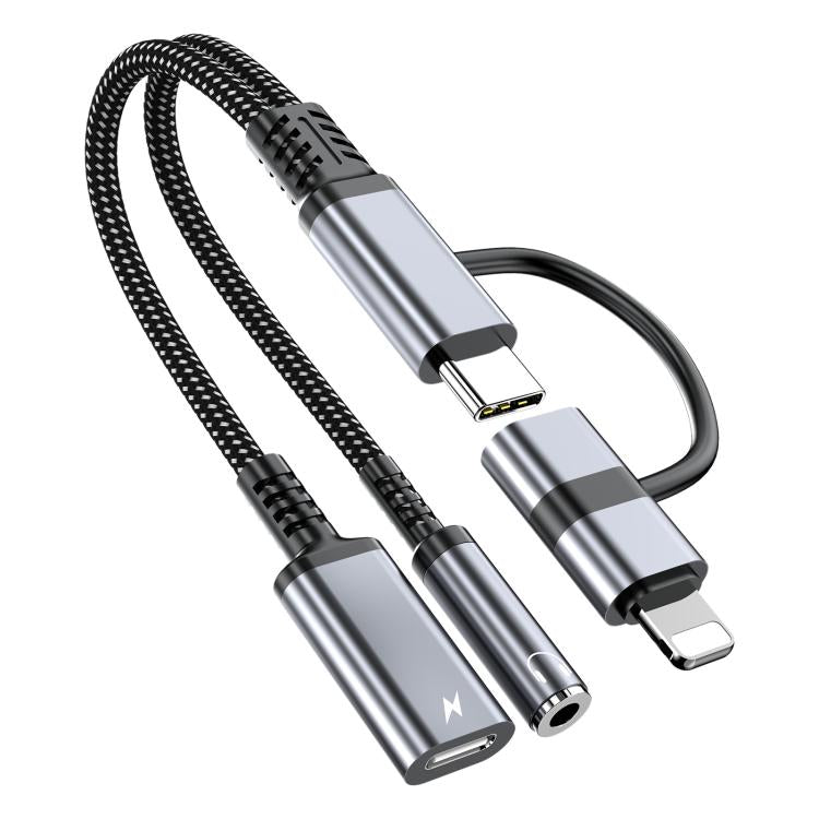 Adaptateur de câble audio USB-C / Type-C 4-en-1, 8 broches vers USB-C / Type-C, 3,5 mm, Type-C, 8 broches vers USB-C / Type-C, 3,5 mm
