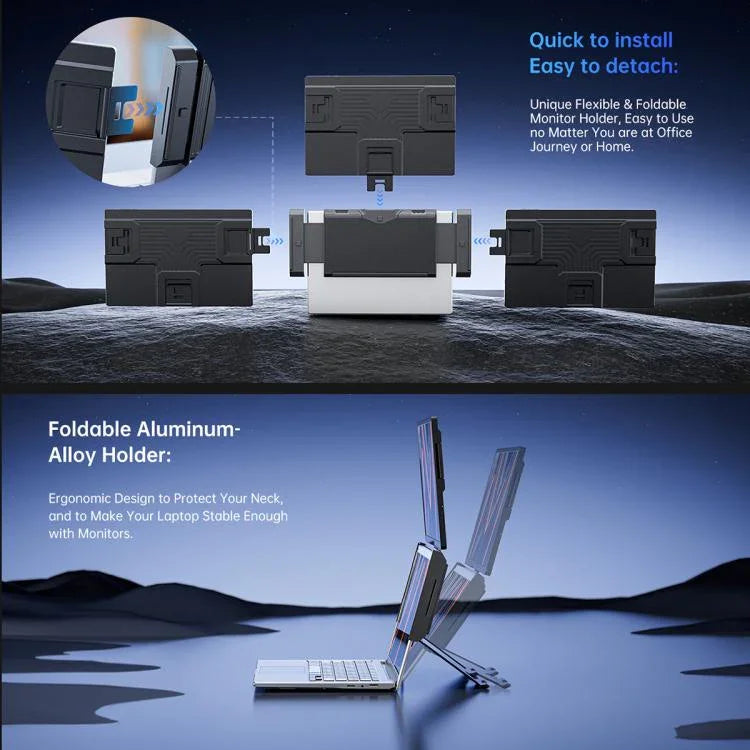 Arie 14 Moniteur portable triple de 14 pouces avec écran étendu, prise US, prise UK, prise EU