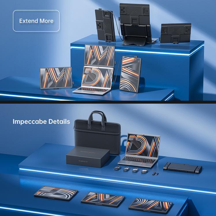 Arie 14 Moniteur portable triple de 14 pouces avec écran étendu, prise US, prise UK, prise EU