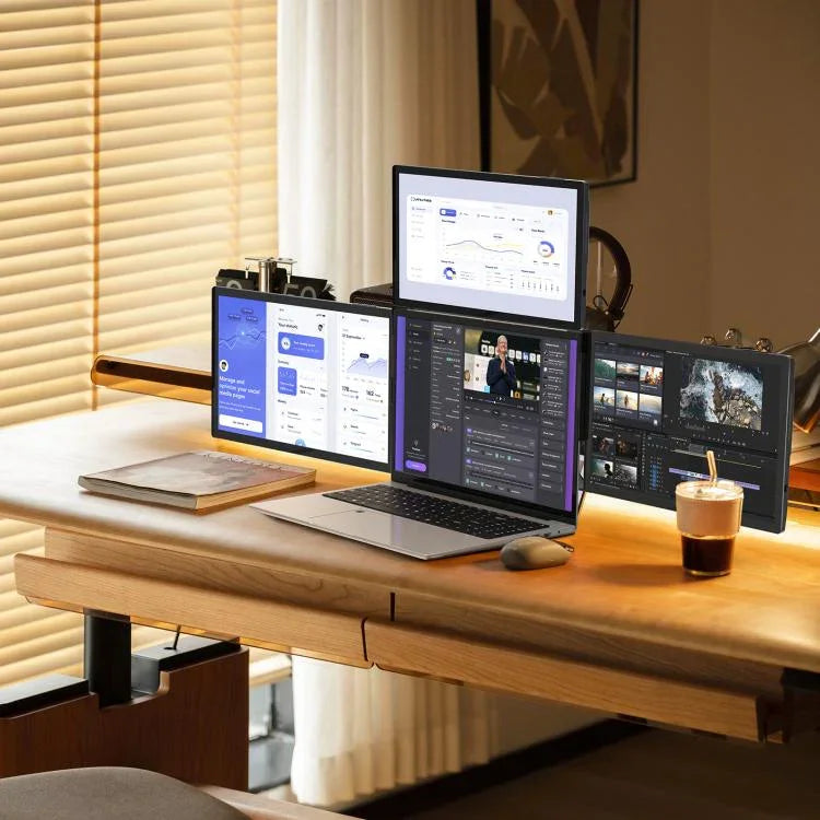Arie 14 Moniteur portable triple de 14 pouces avec écran étendu, prise US, prise UK, prise EU