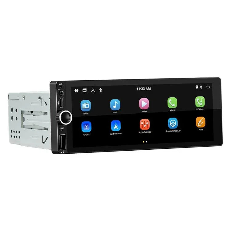 F6021 Lecteur MP5 de voiture 1 Din avec écran IPS de 6,86 pouces, compatible CarPlay et Android Auto, F6021