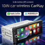 F6021 Lecteur MP5 de voiture 1 Din avec écran IPS de 6,86 pouces, compatible CarPlay et Android Auto, F6021