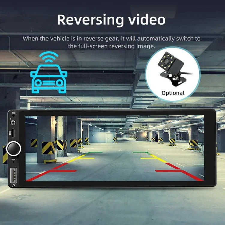 F6021 Lecteur MP5 de voiture 1 Din avec écran IPS de 6,86 pouces, compatible CarPlay et Android Auto, F6021