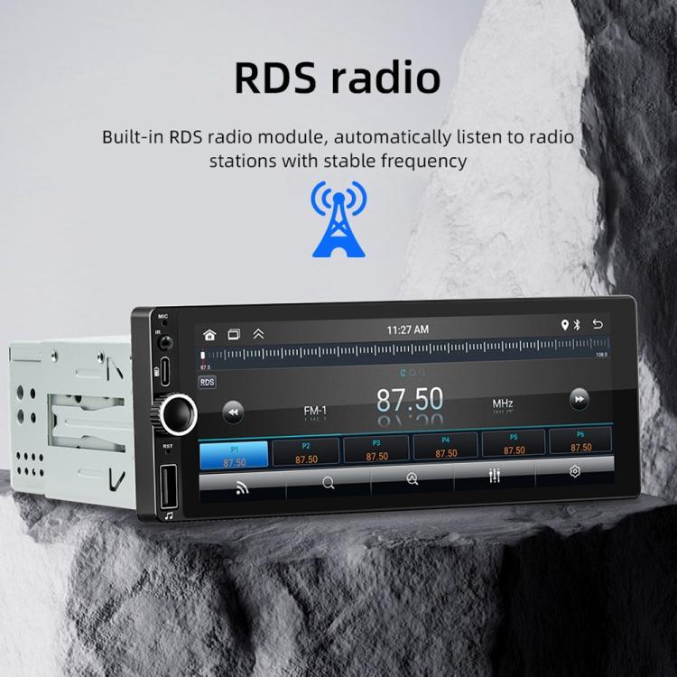 F6021 Lecteur MP5 de voiture 1 Din avec écran IPS de 6,86 pouces, compatible CarPlay et Android Auto, F6021