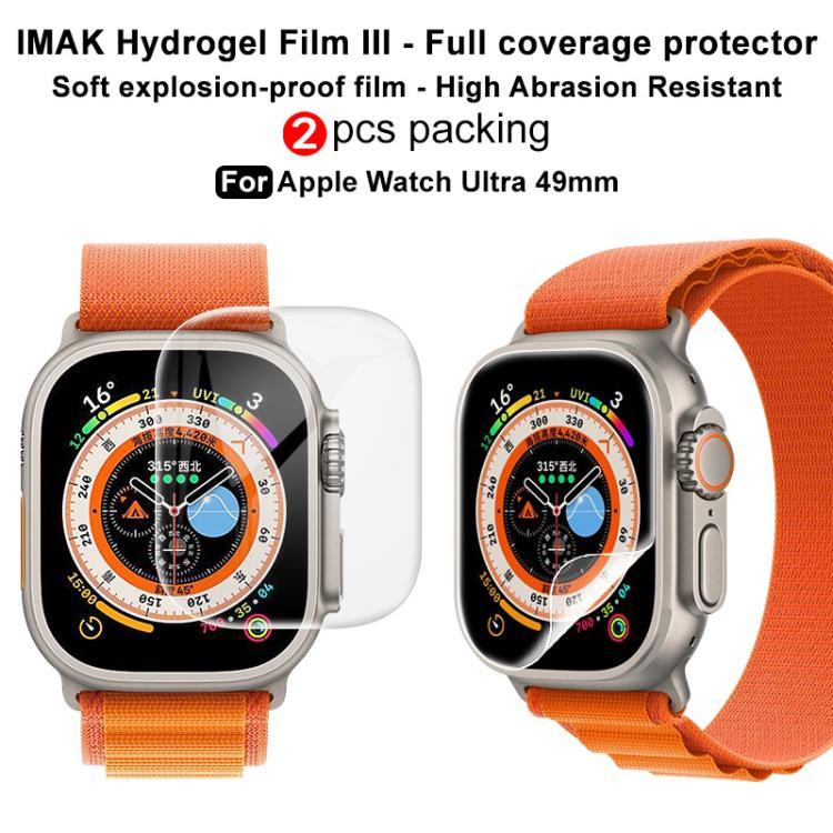 Lot de 2 films protecteurs d'écran incurvés en hydrogel imak pour Apple Watch Ultra 1/2/3 49 mm