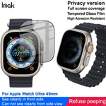 Film protecteur d'écran en verre trempé HD imak pour Apple Watch Ultra 1/2/3 49 mm, offrant une confidentialité totale.
