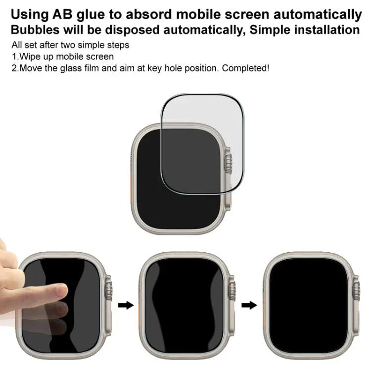Film protecteur d'écran en verre trempé HD imak pour Apple Watch Ultra 1/2/3 49 mm, offrant une confidentialité totale.